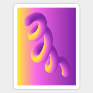 Fluid orange geometric shape. Pink worm Magnet